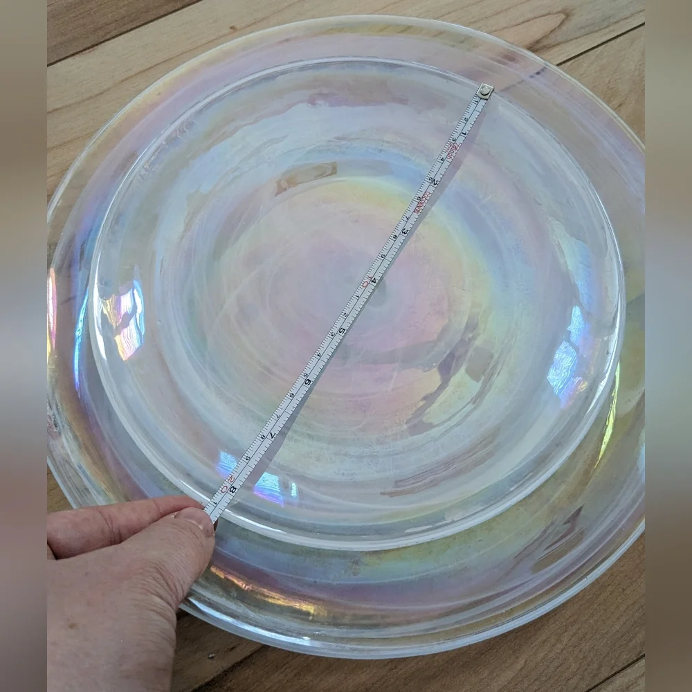 Artistic Accents Turkish Iridescent Swirl Pearl Glass 10 Pieces Plates and Bowls